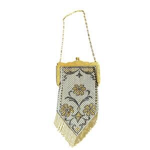 Antique Mandalian Hand Painted Mesh Purse gold floral EUC